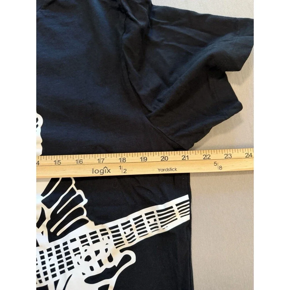 True Religion Mens XL Black T Shirt Oversize Buddha Guitar Graphic Crew